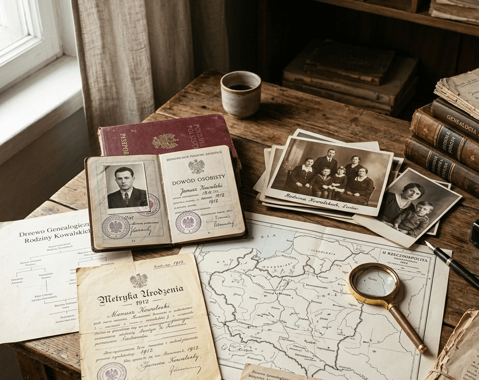 Polish passport and historical documents used for citizenship by descent applications